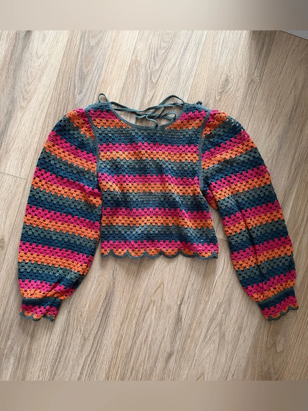 Zara colorful crochet Knit Top